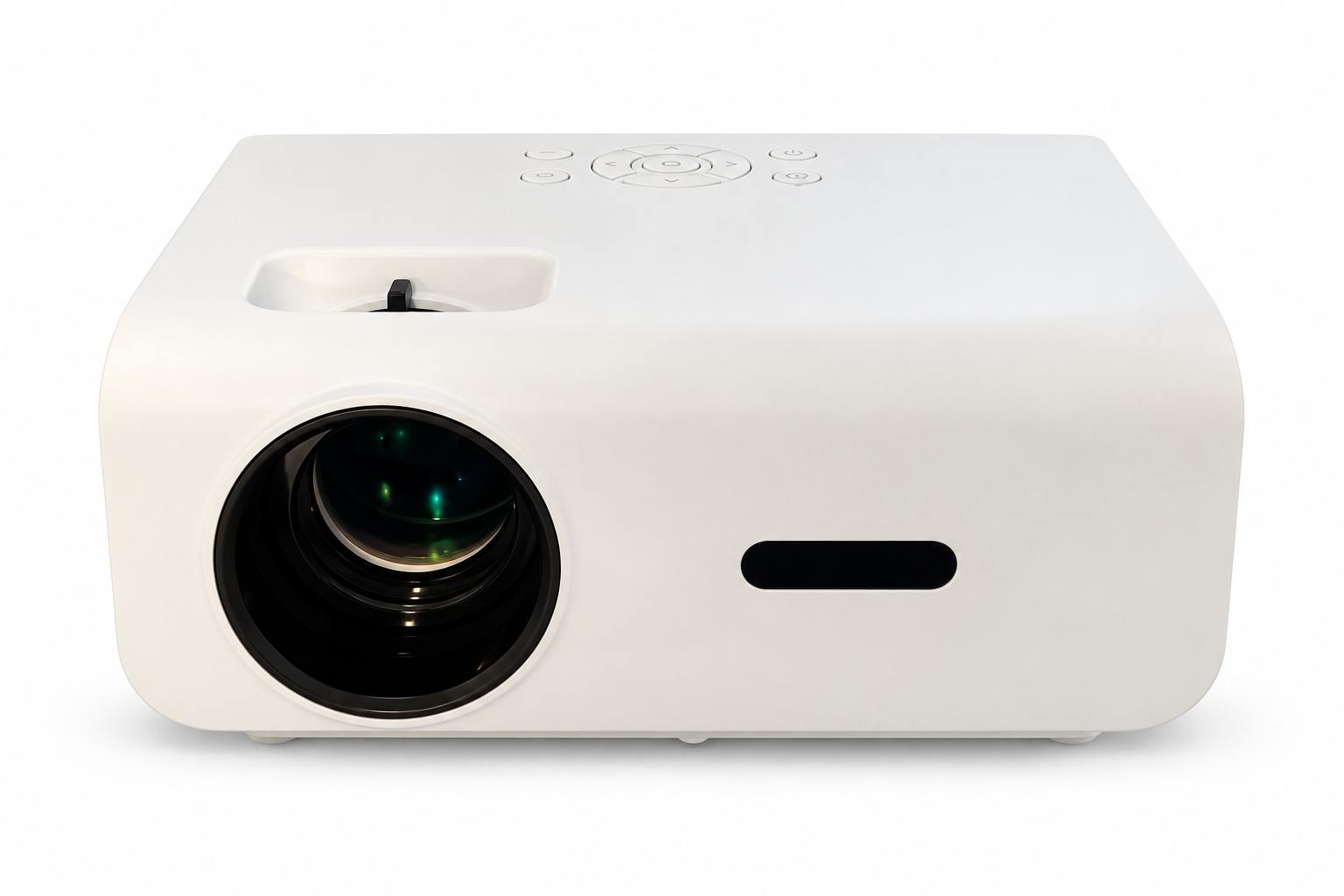 White Bluetooth projector on a white background
