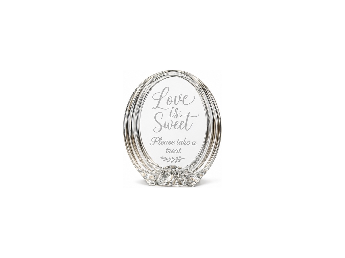 Oval clear glass sign